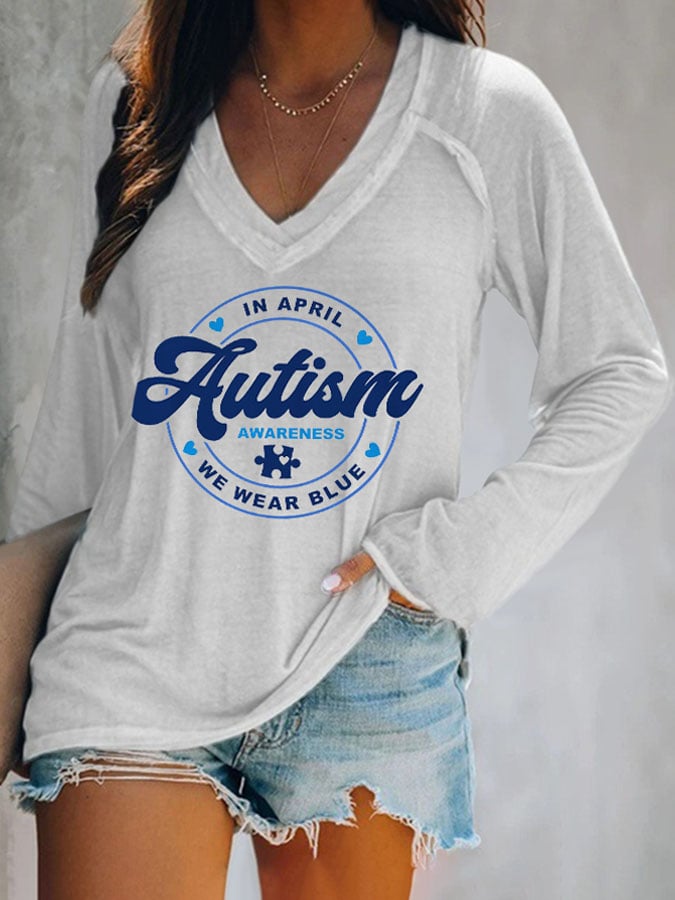 Women's Autism Print Long Sleeve T-Shirt