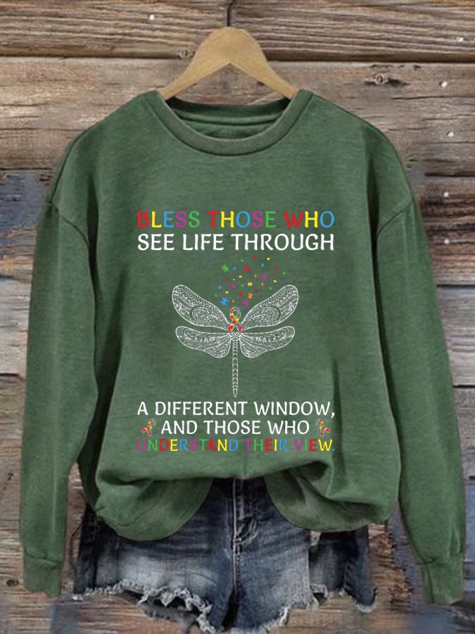 Women's Autism Awareness Print Casual Sweatshirt