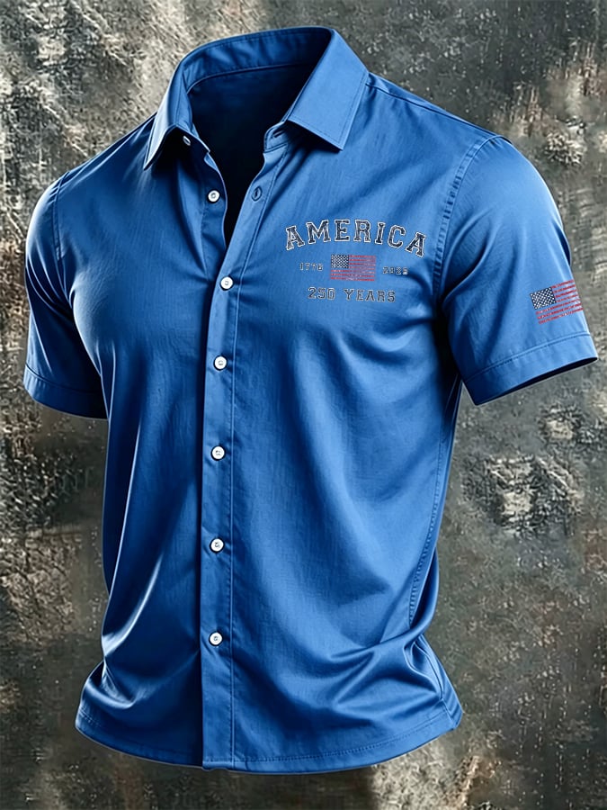 Men's Casual Printed Short-Sleeve Shirt
