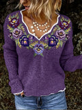 Women's Alzheimer's Purple Floral V Neck Top