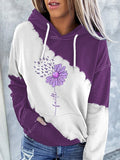 Women's Sunflower Purple Ribbon Faith Alzheimer's Awareness Warrior Supporter Hoodie