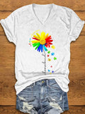 Women's Autism Awareness Floral Print T-Shirt