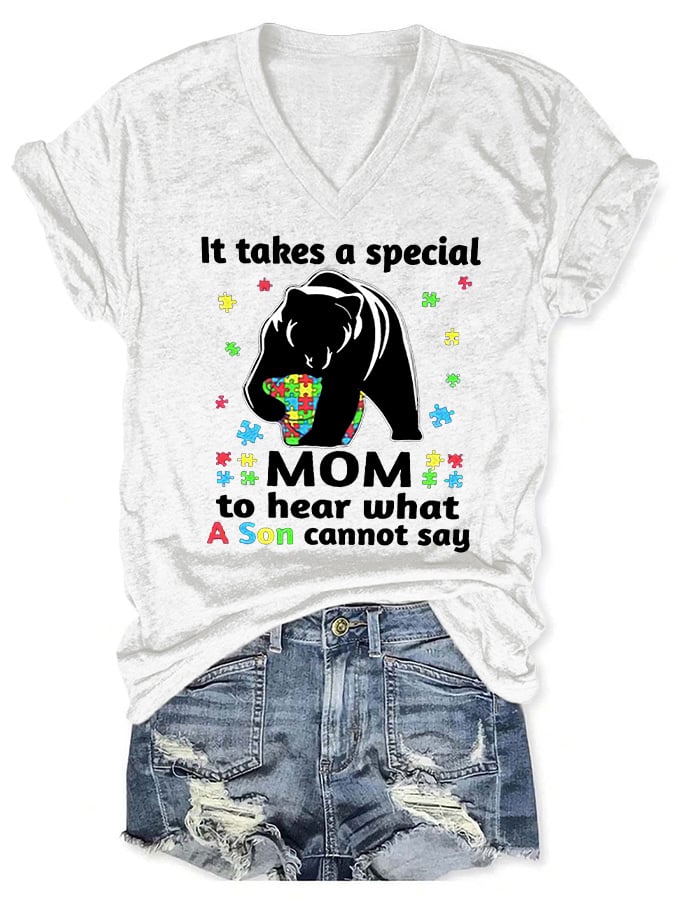 Women's Autism Awareness Print T-shirt