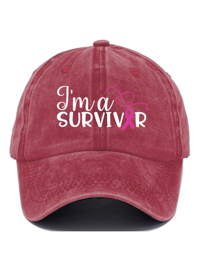 Unisex Breast Cancer Ribbon Survivor Print Cap