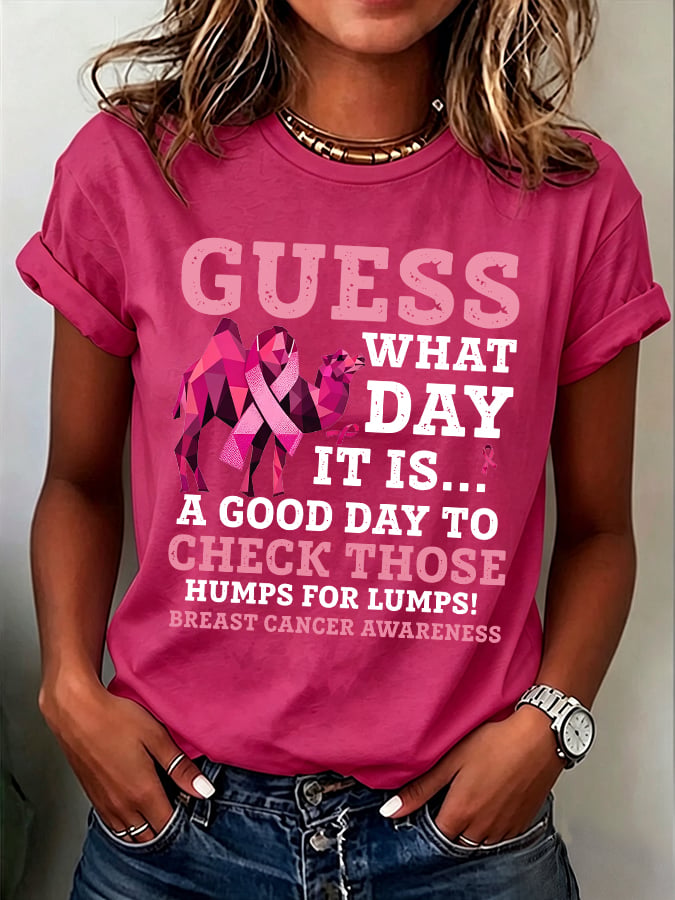 Women's Casual Breast Cancer Awareness Print Top