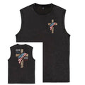 Stand For The Flag Kneel For The Cross Unisex Washed Cotton Sleeveless Tank Tops