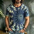 Men's Retro Hippie Style Peace Logo Art Print Casual T-shirt