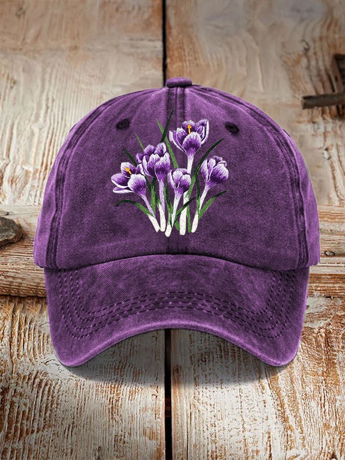 Alzheimer's Awareness Purple Floral Print Unisex Hat