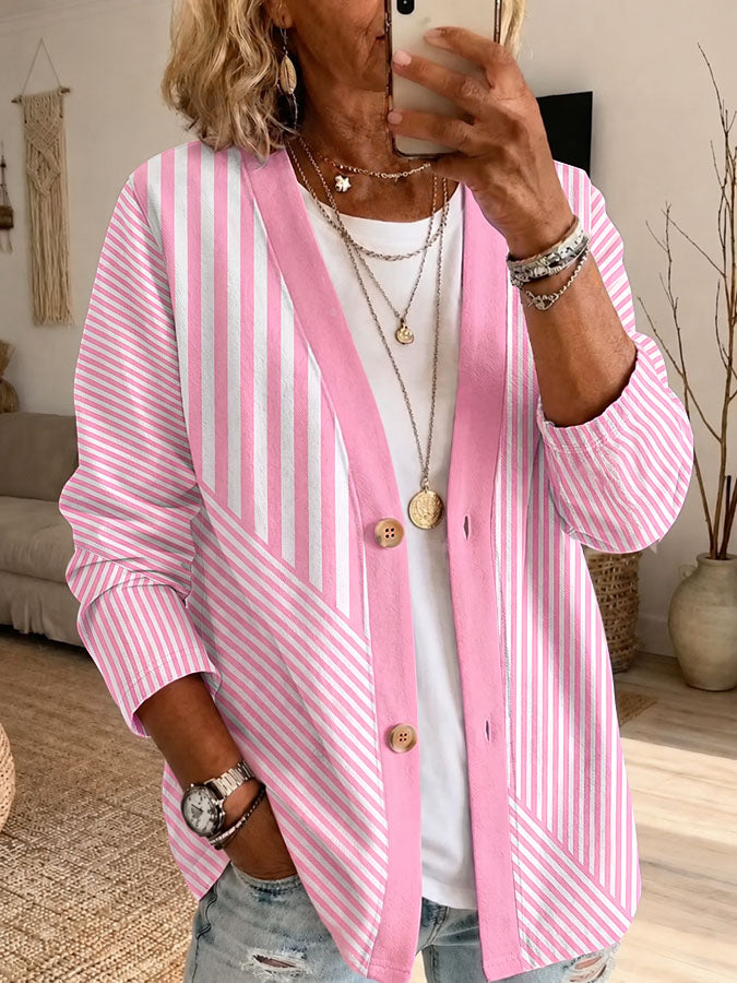 Women'S Casual Pink gradient Cardigan Top