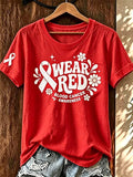 Women'S Disease Awareness Blood Cancer Round Neck Short Sleeved T-Shirt