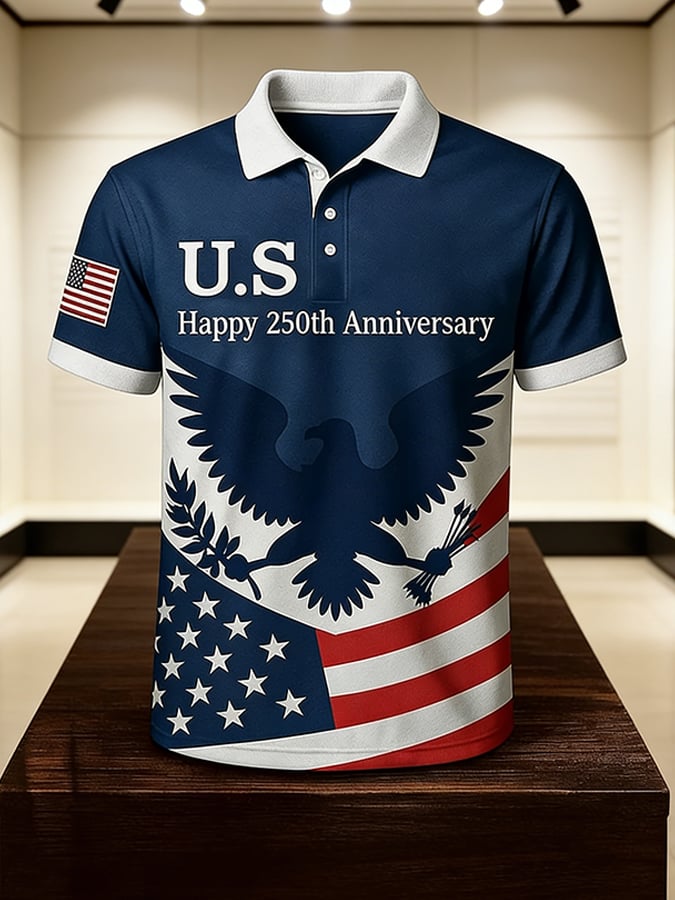 Men's Retro 250th Anniversary  Faith Print Polo Shirt