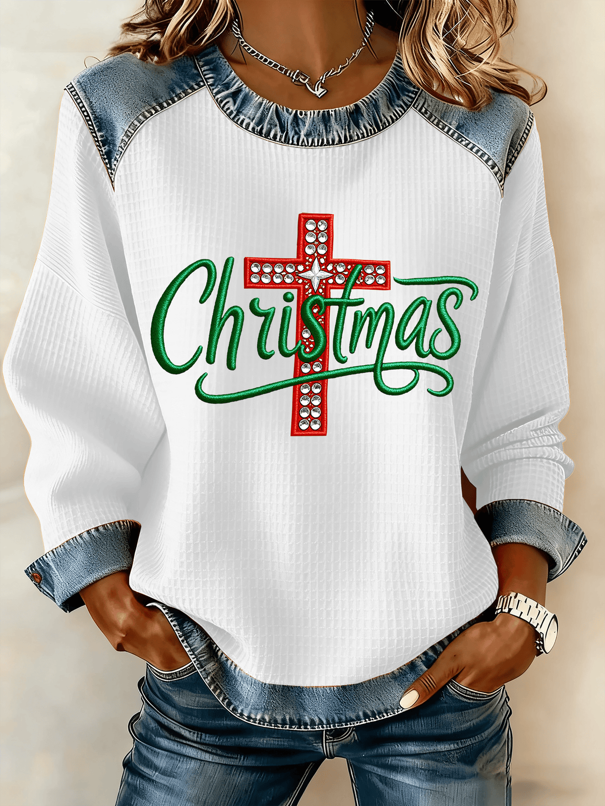 Women's Christmas Faith Print Sweatshirt