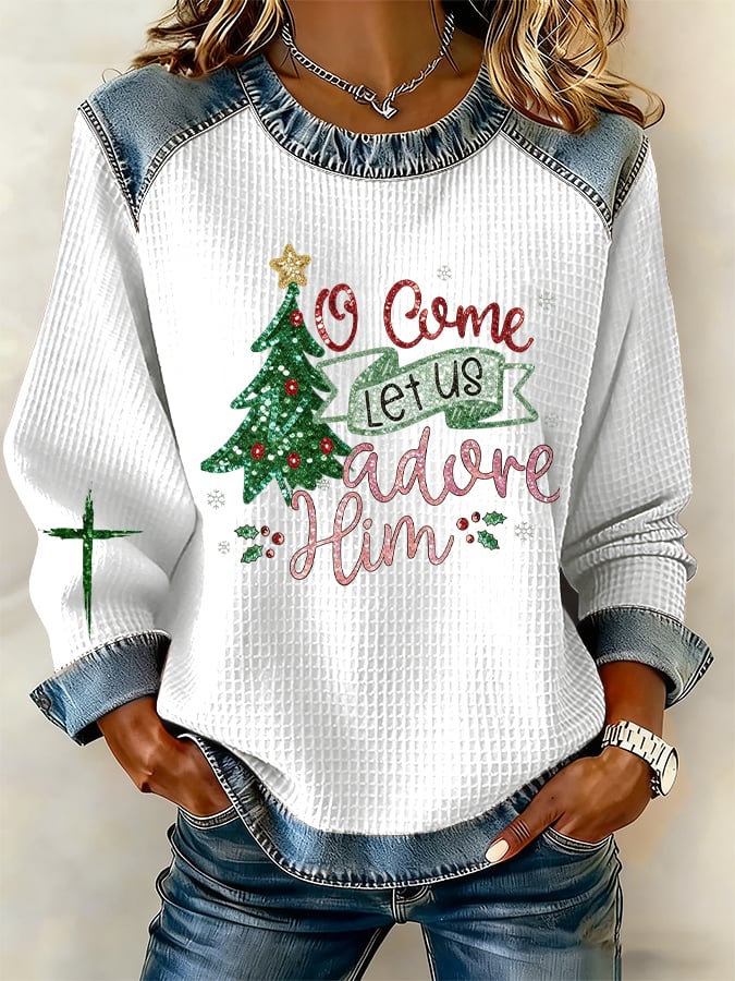 Women's Christmas Faith Print Casual Sweatshirt