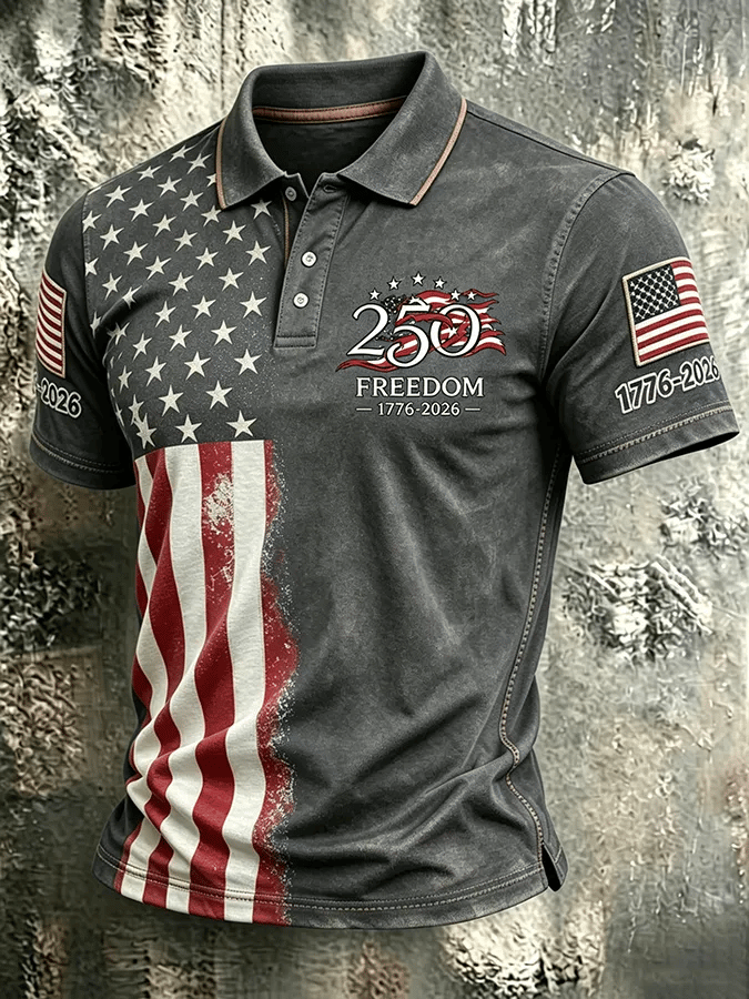 Men's USA 1776-2026 Freedom Printed Polo Shirt