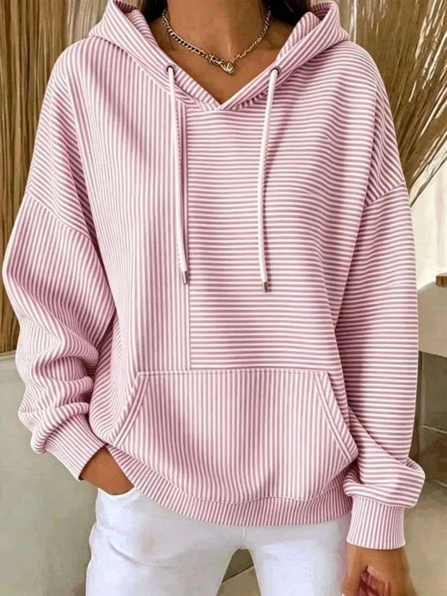 Women Striped Long Sleeve Casual Daily Spring/Fall Hoodie