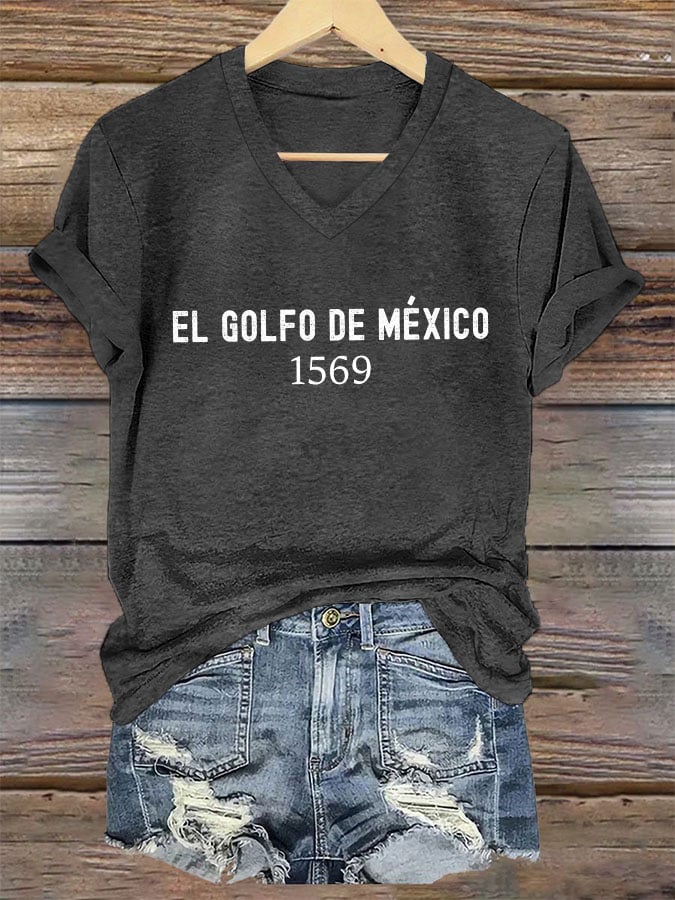 Women's Gulf Of Mexico Printed V-Neck T-Shirt