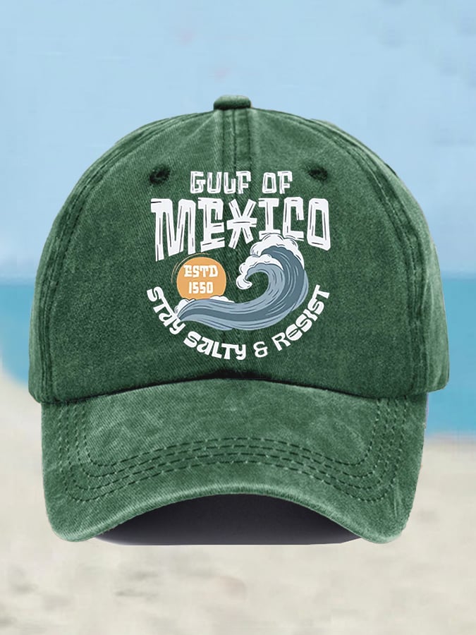 Retro Gulf Of Mexico Stay Salty And Resist Printed Baseball Cap