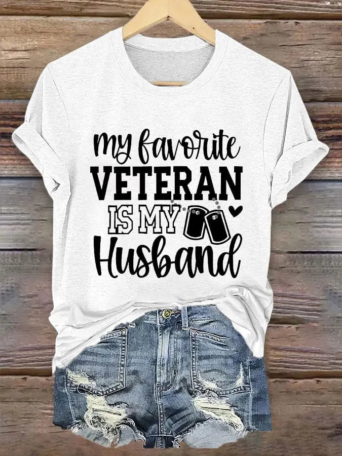 Women's 'My Favorite Veteran Is My Husband' Print T-Shirt