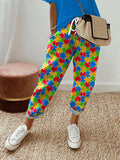 Women's Autism Lace Elastic Waist Loose Casual Pants