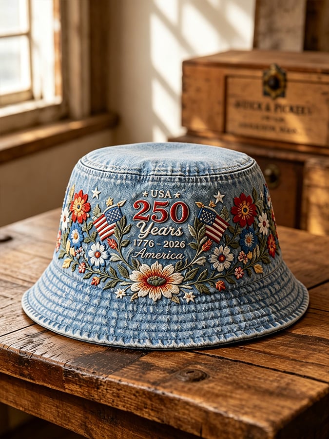 250th Anniversary Freedom  Floral Art Print Bucket Hat