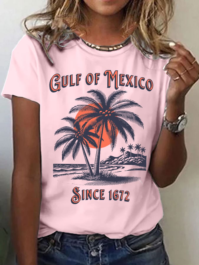 Women's Fashion Gulf of Mexico Printed Casual T-Shirt