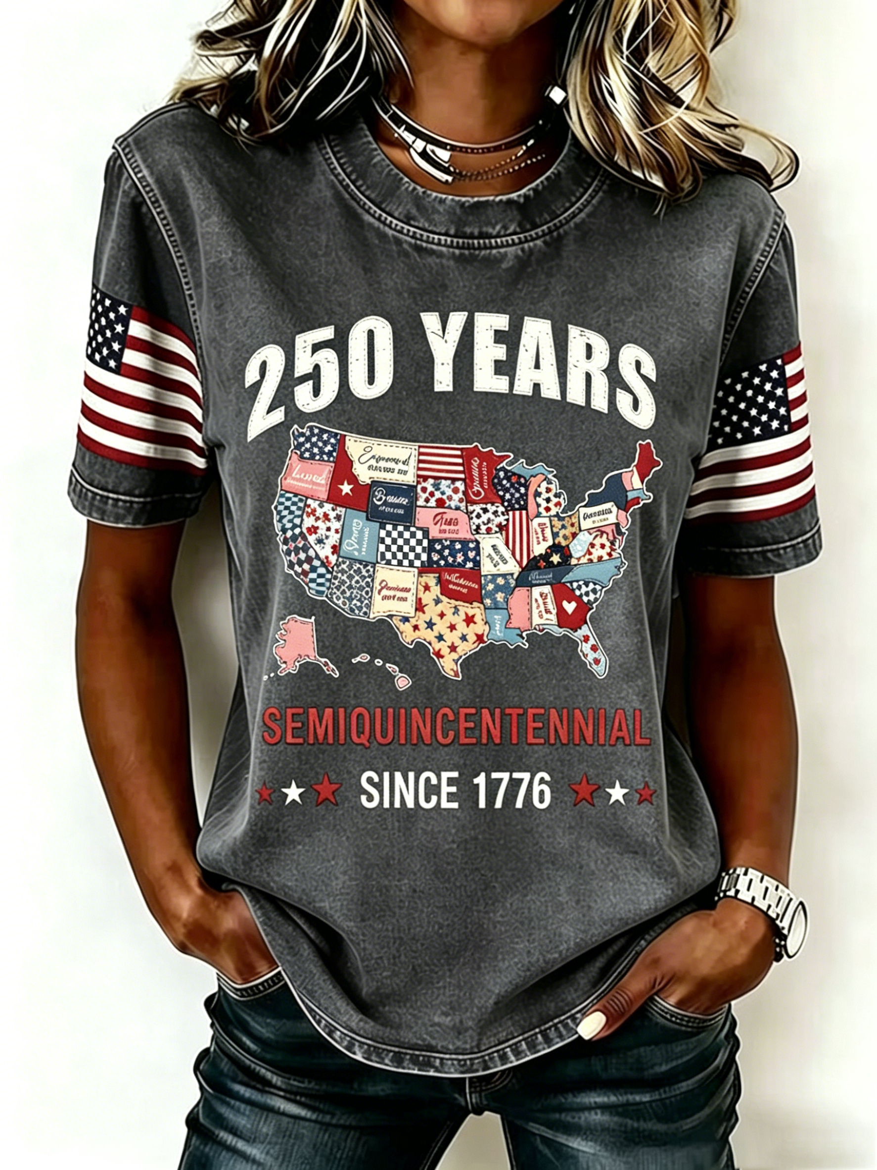 Women'S Casual Patriotic T-Shirt