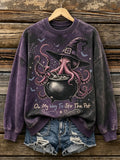 Women's Retro Halloween Octopus Witch Print Sweatshirt
