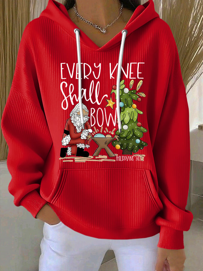 Women's Casual Christmas Nativity Print Long Sleeve Hooded Sweatshirt