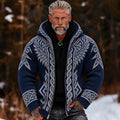 Men's Retro Tribal Viking Pattern Zip-up Cozy Hooded Sweater