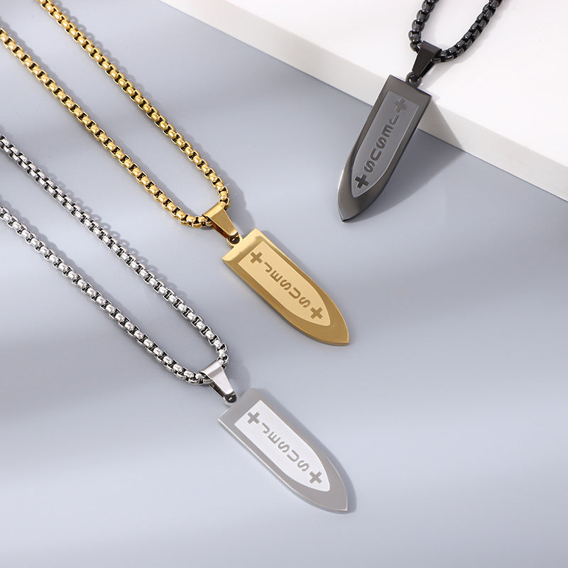 Men's Bullet Shaped JESUS Printed Necklace