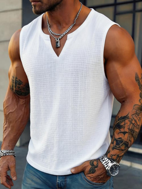Men's Basic, Comfortable, Breathable, and Cooling Cotton-Linen Tank Top