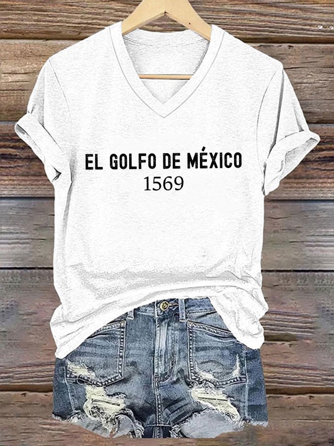 Women's Gulf Of Mexico Printed V-Neck T-Shirt