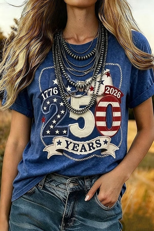 American 250th Print Short Sleeve Cotton T-Shirt