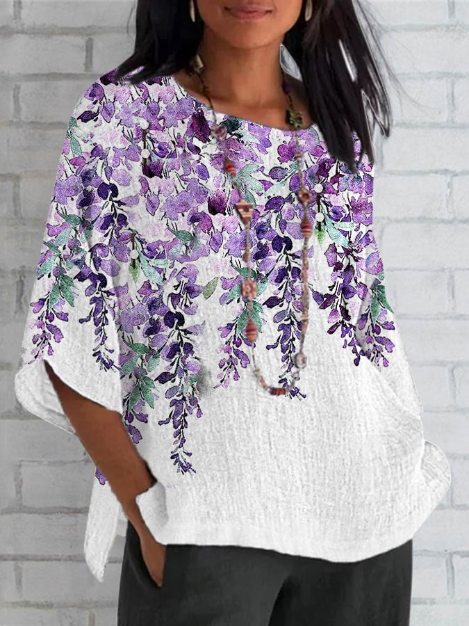 Women's Alzheimer's Purple Floral Casual Top