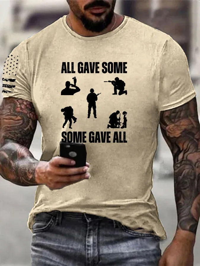 All Gave Some Some Gave All Pattern 100% Cotton T-Shirt