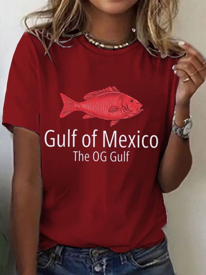 Women's "Gulf Of Mexico, The Og Gulf" Printed Casual T-Shirt