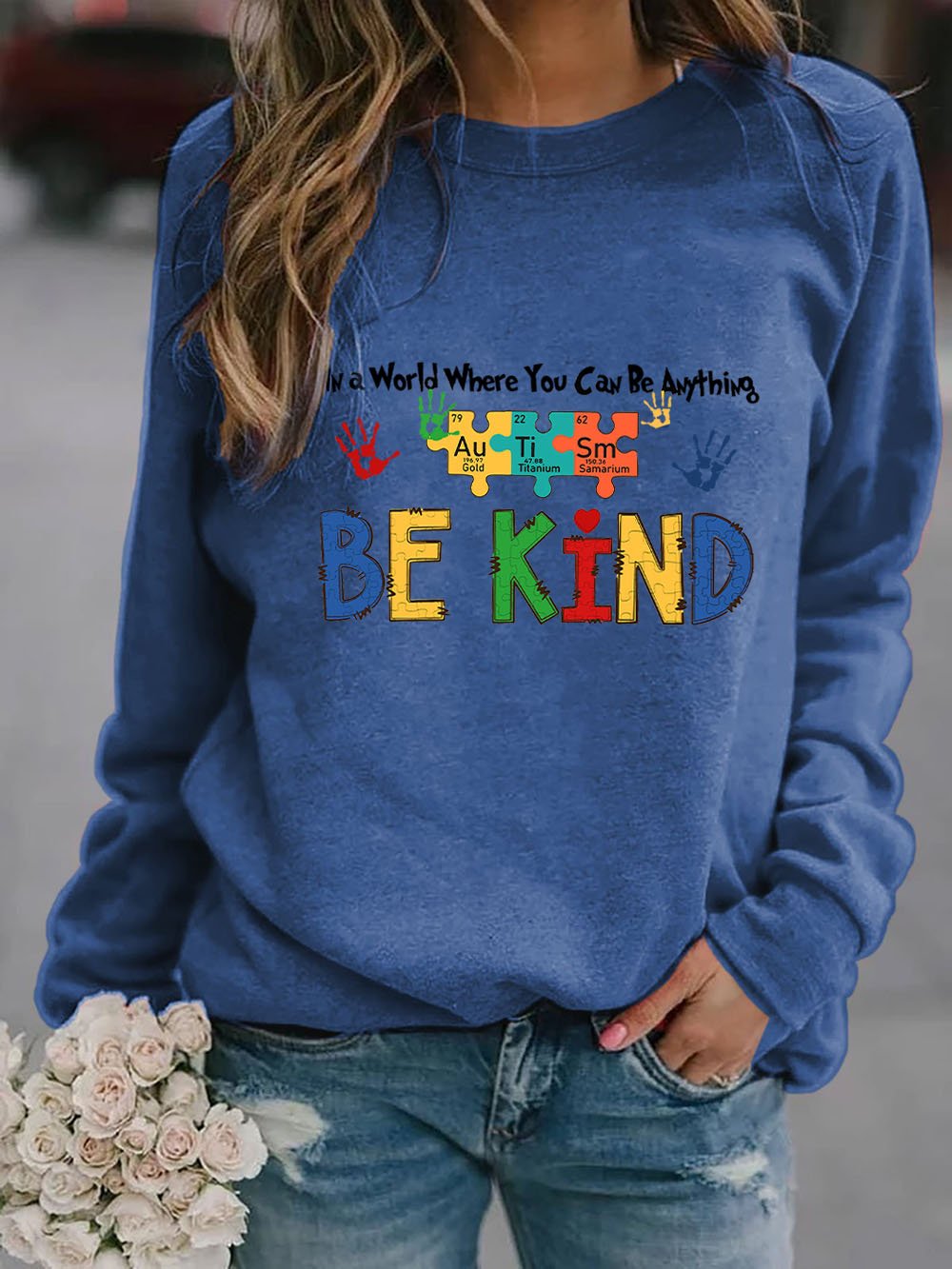 Women's In A World Where You Can Be Anything Be Kind Print Sweatshirt
