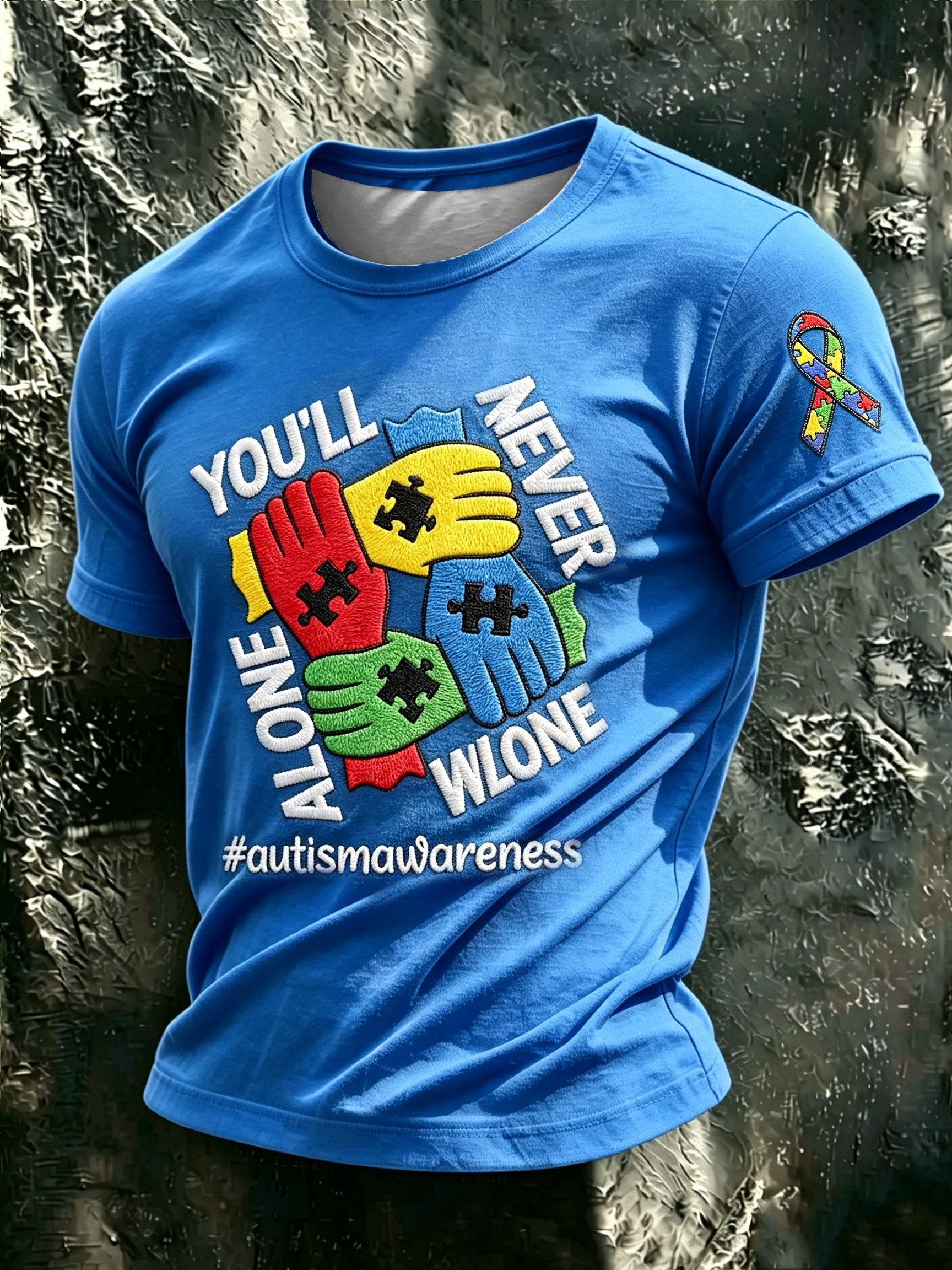 Men's Autism-Themed Printed Casual Top