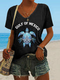 Women's Gulf Of Mexico Print Casual T-Shirt