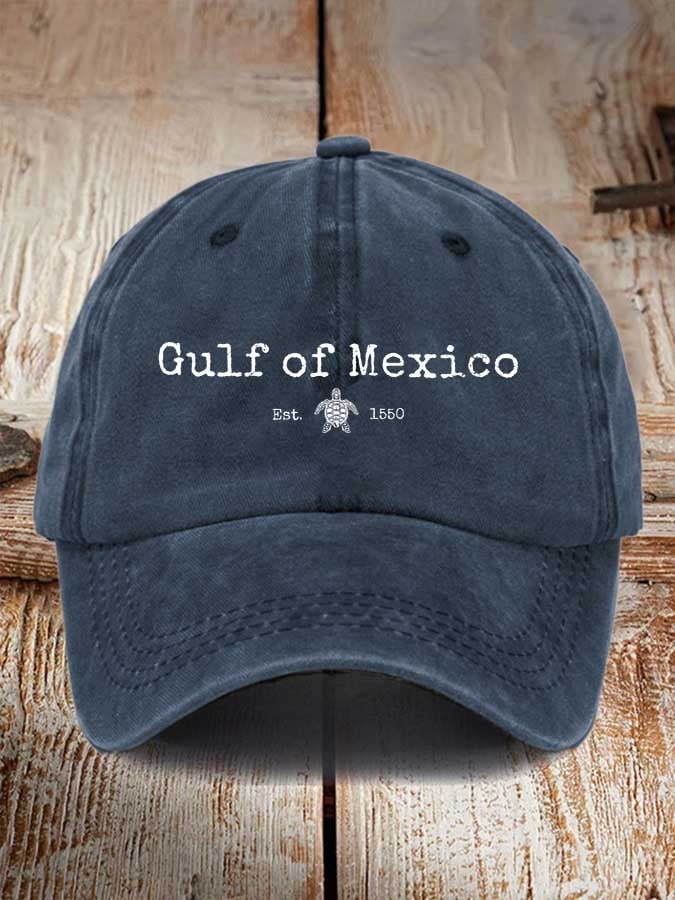 Vintage Gulf Of Mexico Print Baseball Cap