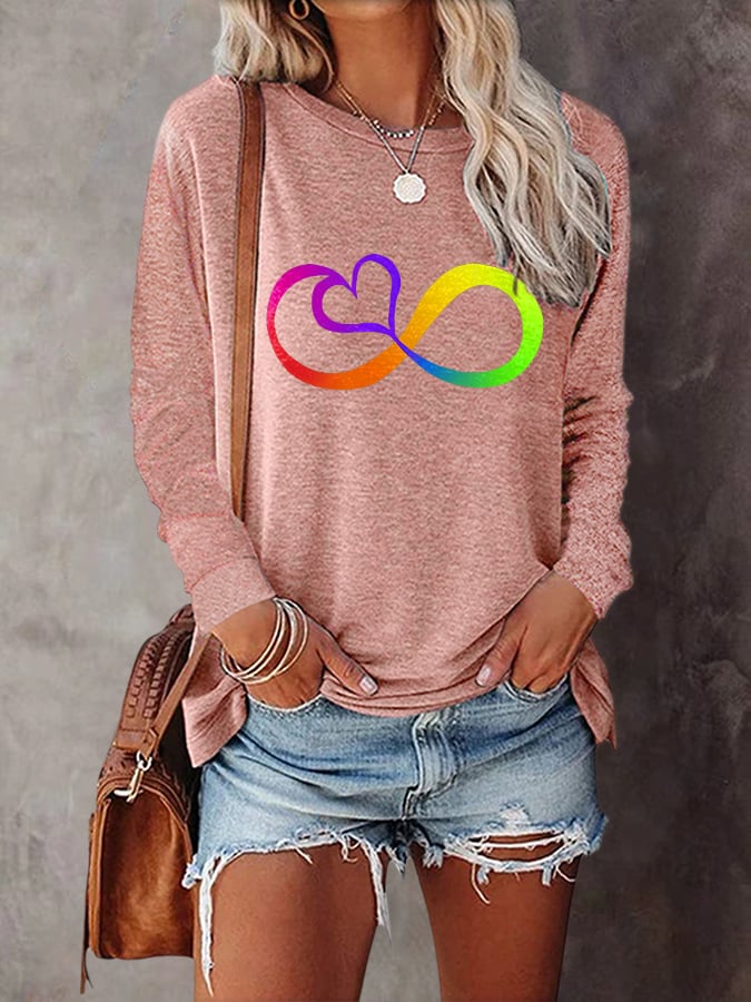 Autism Infinity Long Sleeve Print T-Shirt