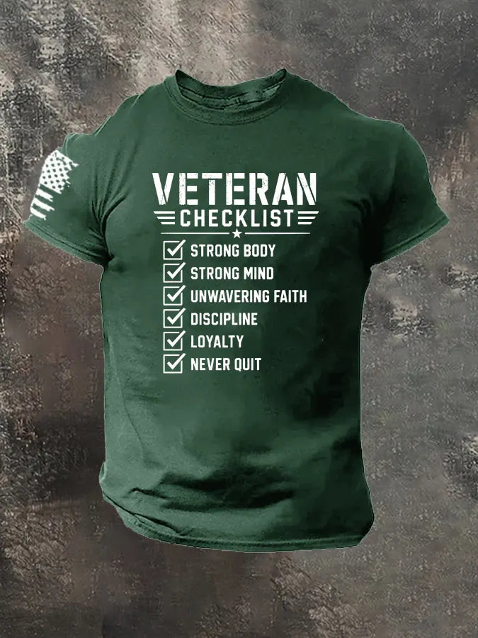 Veteran Checklist  Pattern 100% Cotton T-Shirt