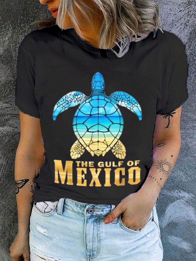 Women's Gulf of Mexico Print Round Neck T-Shirt