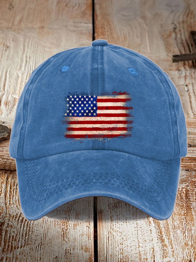 Unisex Distressed Washed Cotton Print Hat
