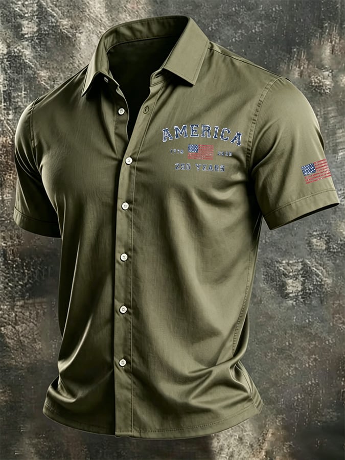 Men's Casual Printed Short-Sleeve Shirt