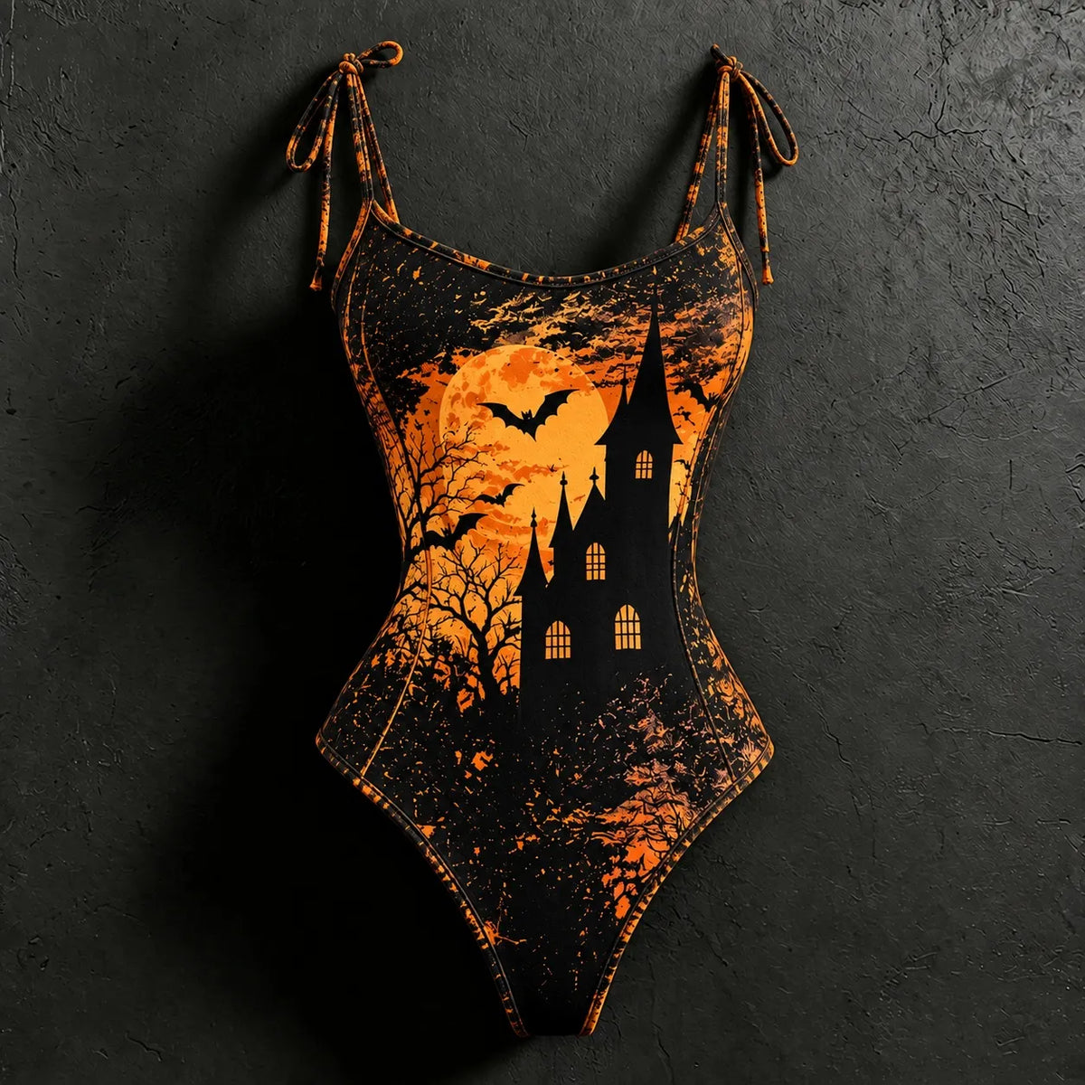 Women's Halloween Gothic Treehouse Art Print Hoodie Two-piece Set