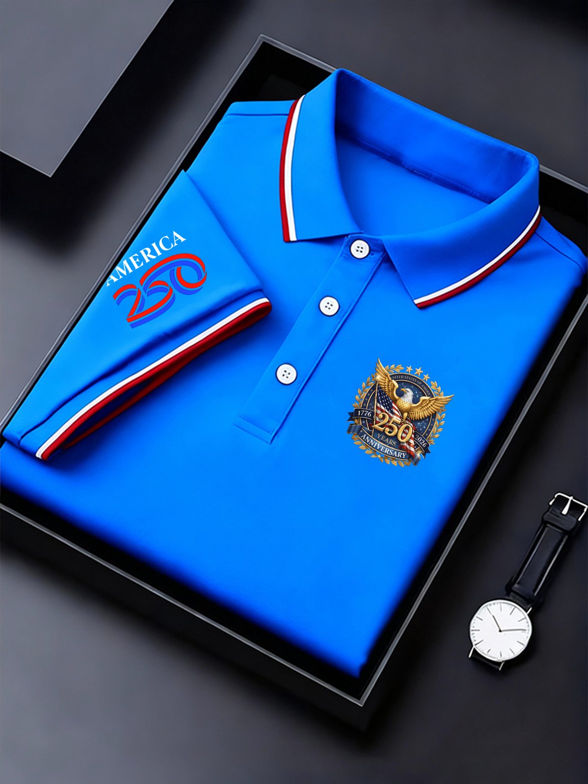 Men's Vintage America 250th Anniversary Print Polo Shirt