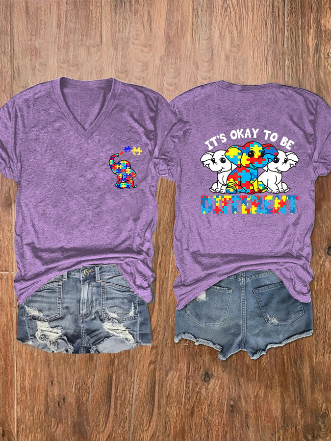 Women's It's Ok To Be Different V-Neck T-Shirt