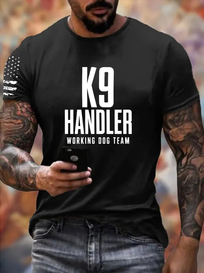 K-9 Handler Working Dog Team Pattern 100% Cotton T-Shirt