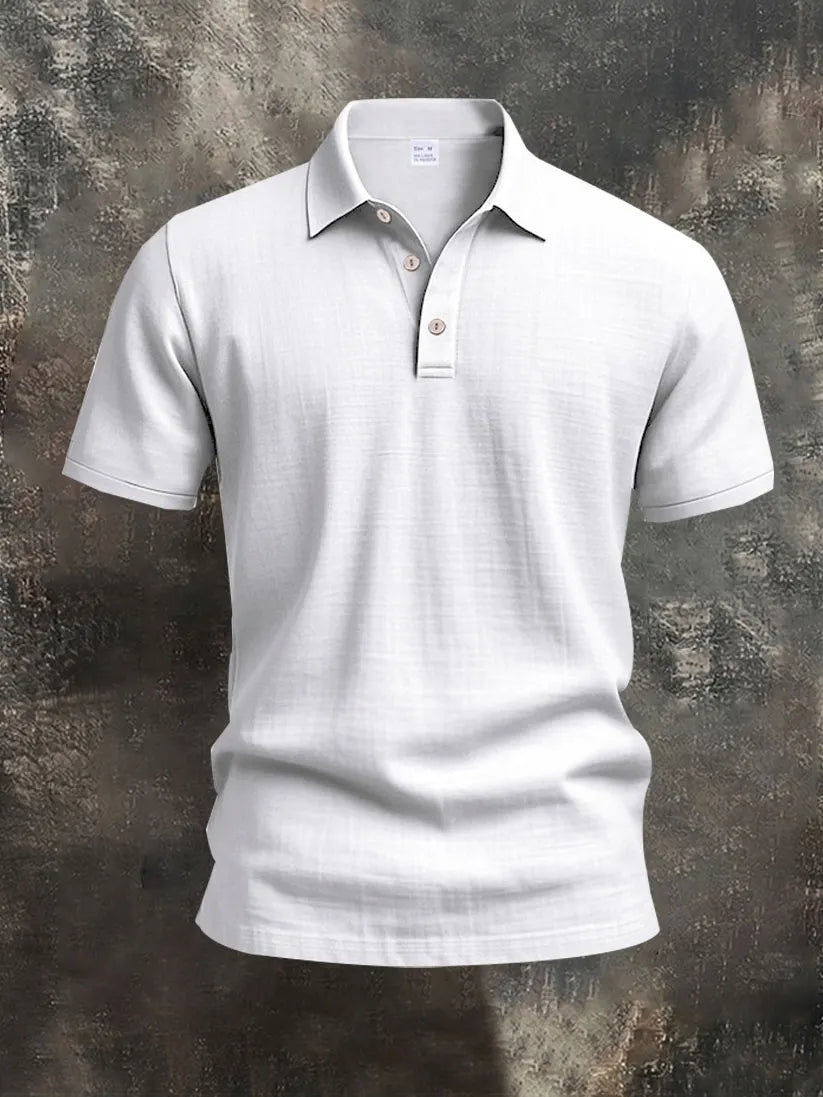Men's Linen Short Sleeve Polo Shirt